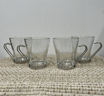 Bormioli Rocco Oslo Cappucino Espresso Coffee Set of 4 Glasses Cups 8oz  3.75 H
