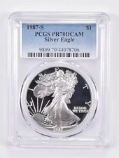 1987-S PR70 DCAM American Silver Eagle PCGS Blue Label