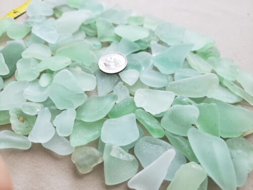 BEACH SEA GLASS SURF TUMBLED SEA FOAM GREEN HALF POUND MOSAIC CRAFT DAMAGE S01 - Picture 2 of 11
