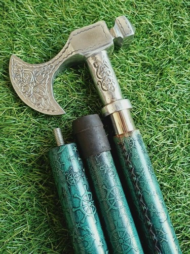 Vintage Walking Stick Indian Silver Top With Indian Engravings Malacca Shaft - Picture 2 of 9