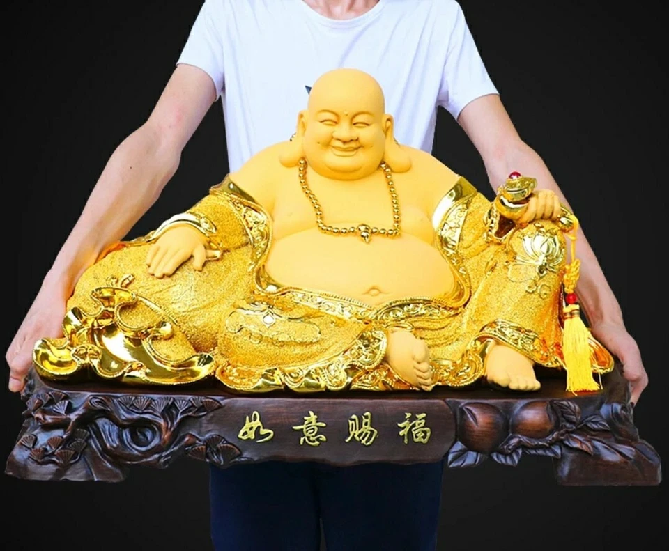 Feng Shui chino oro de la suerte feliz Buda estatua riqueza hogar/oficina decoración regalo Foto 2 de 4