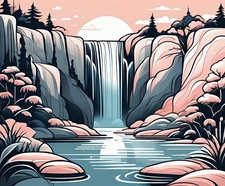 Minimalist Landscape Waterfall Tranquility Canvas Wall Art 24x20" (61x51cm)