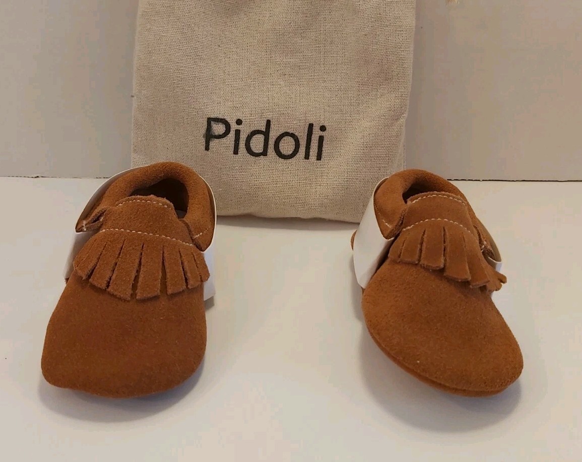 SAOLA Mocassini in pelle taglia tre neonato bambino Pidoli nuovi in borsa slip on suola morbida