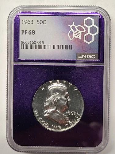 1963 50c Franklin NGC PF 68 Proof Silver Half Dollar 50c Beautiful 🔥 🔥