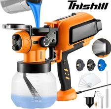 Thishill 1000W Spray Paint Gun 1500ml Container 3 Brass Nozzles & LED Light