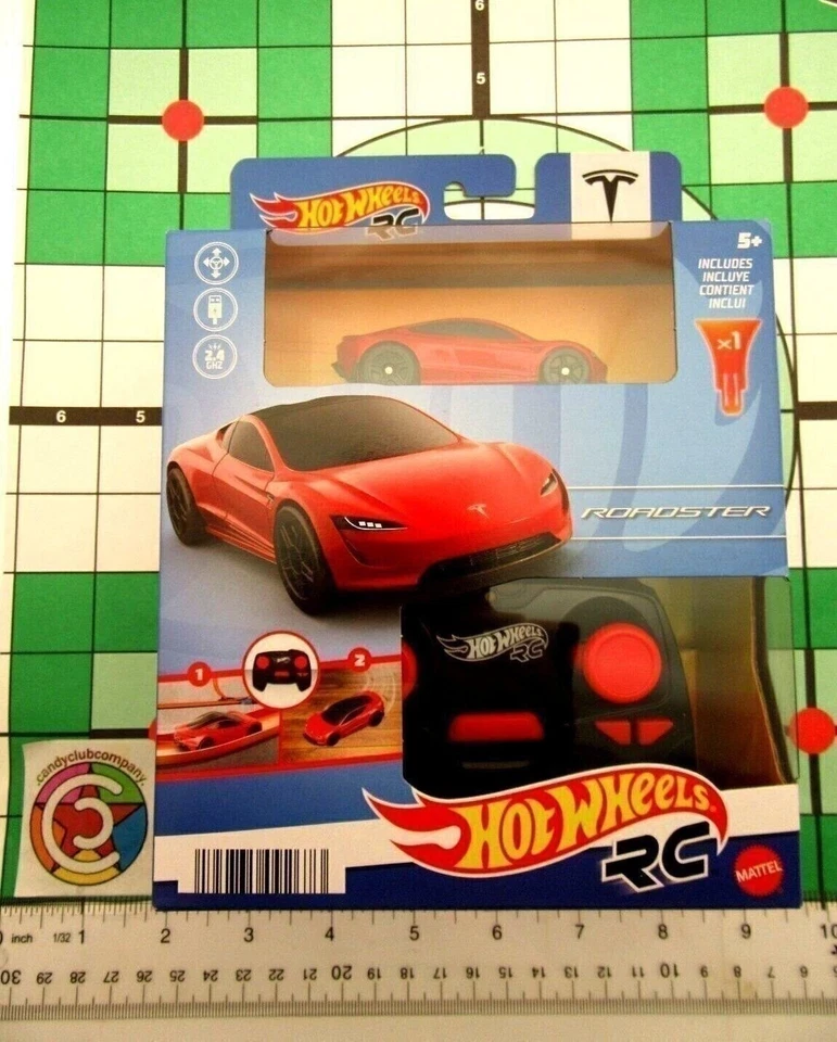 Nano Racer RC Car Tesla Roadster Red Hotwheels Radio Control Fun - Image 3 of 4