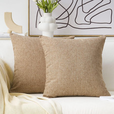 Linen Throw Pillow Covers 18x18 Natural 2 Pack