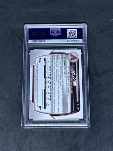 2023 Bowman #BP25 Druw Jones Sky Blue /499 1st PSA 10 Gem Mint - Picture 2 of 3