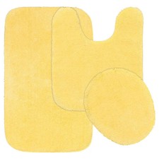 Traditional Washable Bath Rug Set in Yellow Rubber Ducky Design