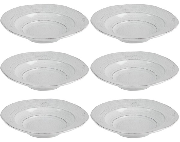 6Er Set Suppenteller, Pastateller Galestro D. 23Cm Weiß Keramik Virginia Casa-image