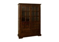 Kolonialstil Vitrine Dunkel Groß Vitrinenschrank Akazie Geschirrschrank Schrank