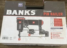 BANKS Pneumatic Pin Nailer 23 Gauge Air Powered Gun Lightweight Trim Molding
