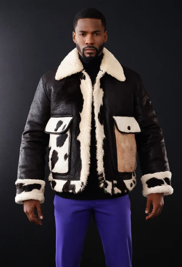 PONY Giacca in pelle di mucca con capelli da uomo Cappotto in vera pelle di cavallo western pelliccia