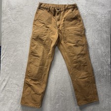 VTG Carhartt Duck Canvas Double Knee Workwear Pants B136 BRN 34 X 32 Loose Fit