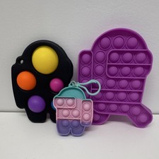 Set of 3 Among Us Pop Fidget Sensory Toys - Purple, Black, Multicolor