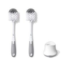 OXO Tot Bottle Brush with Nipple Cleaner 2 Count Pack of 1 , Gray, 2-pack