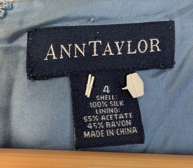 Vestido de Seda Ann Taylor Vintage Años 90 Azul y Negro Funda Talla 4 Forrado Oficina Mb Foto 3 de 4