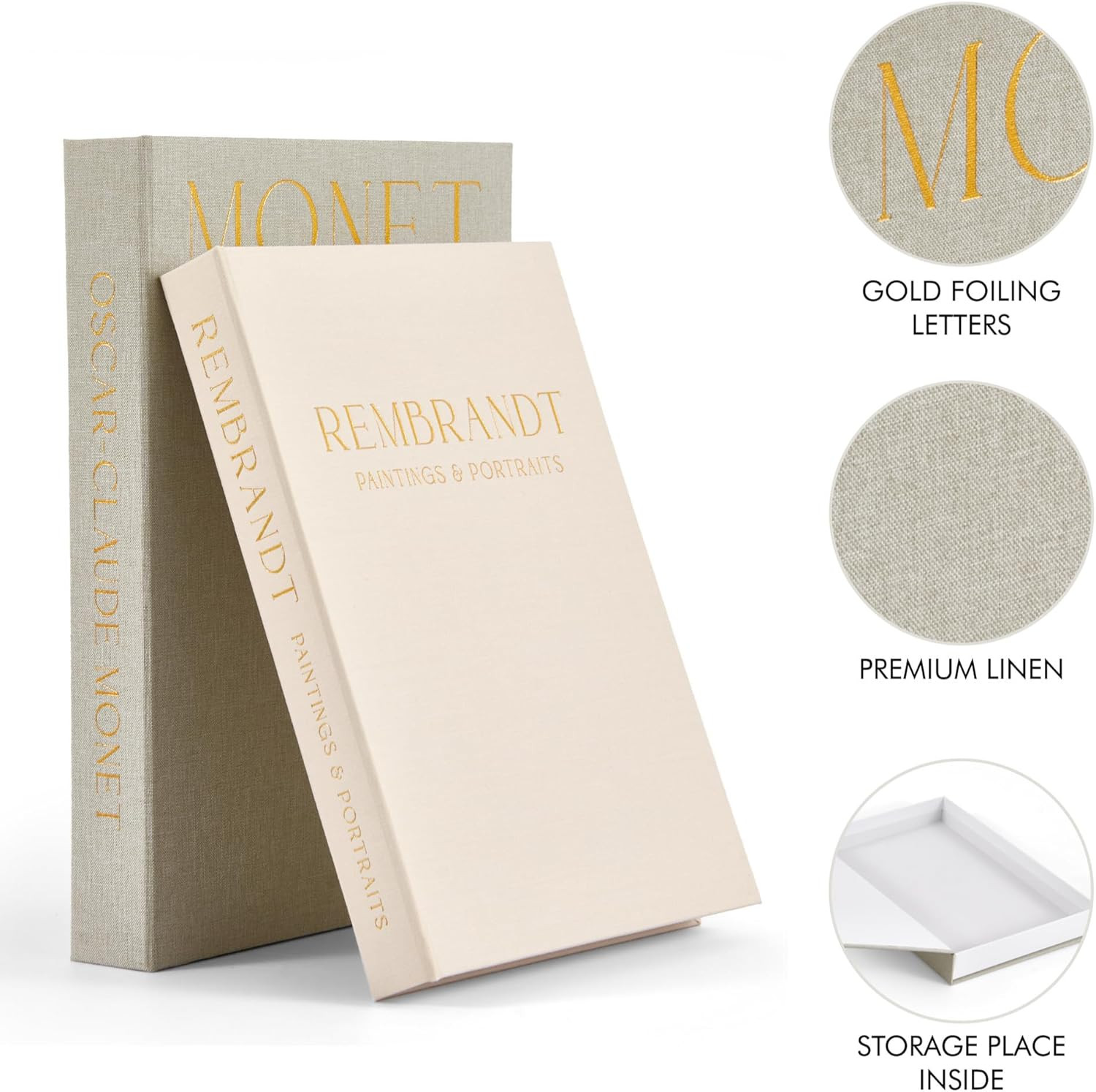 Beautiful Decorative Books - Set of 2 Linen Boxes Enhance Your Coffee Table, Boo