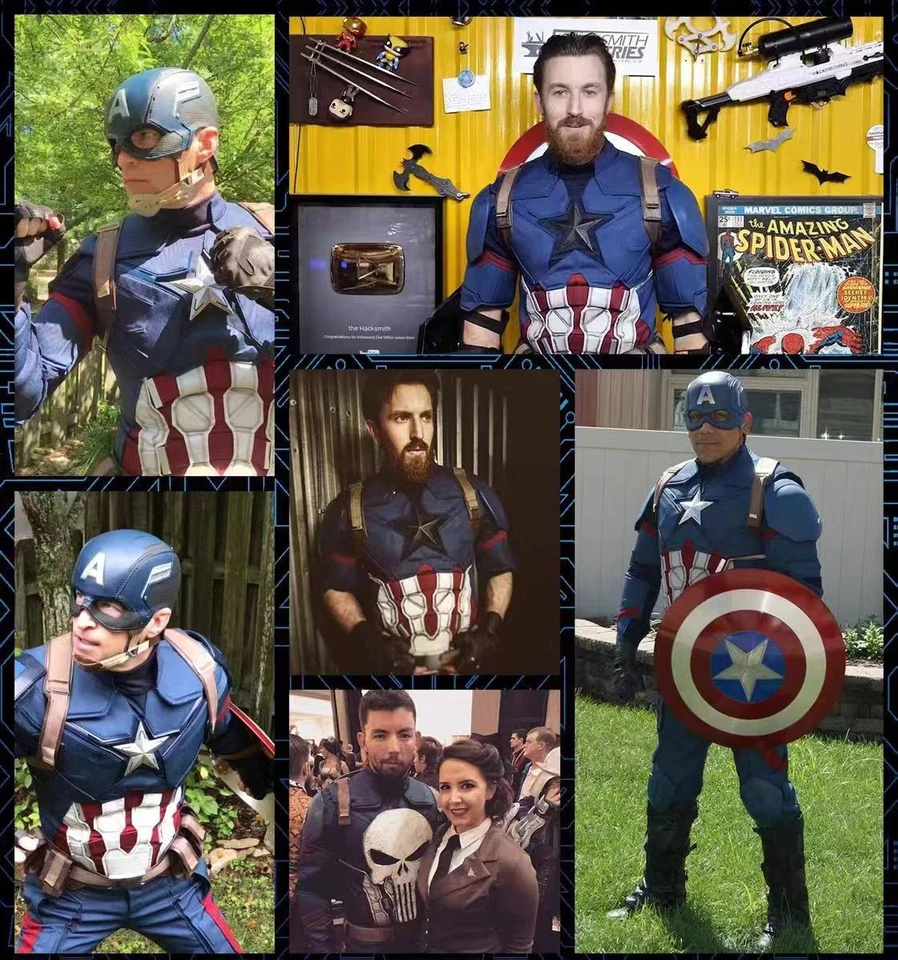 Avengers Captain America Helmet 1:1 Wearable Mask Cosplay Prop Halloween Helmets - Image 4 of 4