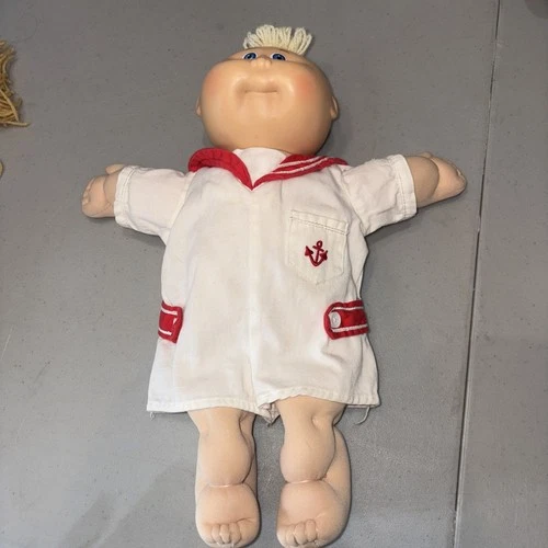 Vintage 1985 Cabbage Patch Kids Doll Blonde Blue Eyes Xavier Roberts Sailor