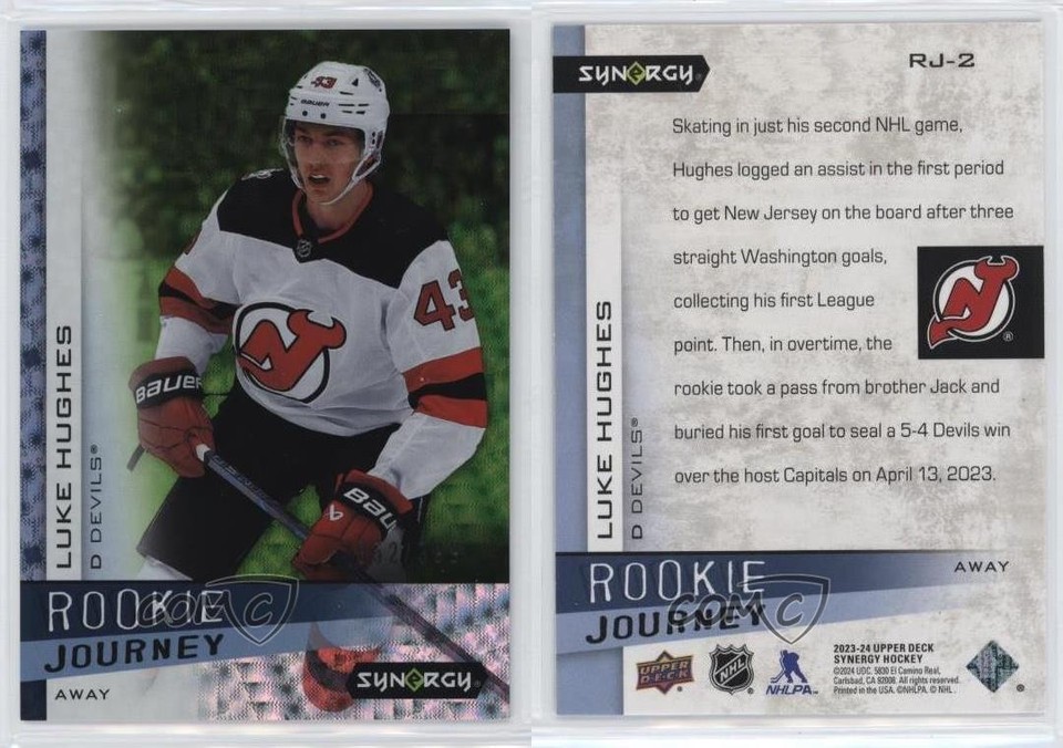 2023 Upper Deck Synergy Rookie Journey Away Green /399 Luke Hughes #RJ ...
