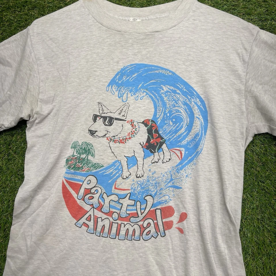 Camisa De Colección Spuds Mackenzie Para Hombres Pequeña Brote Luz Fiesta Animal Puntada Única Foto 3 de 4