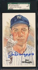 1980 Perez Steele Joe DiMaggio #75 Hall of Fame Postcard Signed Auto JSA HOF