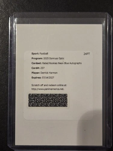 2025 Donruss Optic Derrick Harmon Neon Blue (RAW)