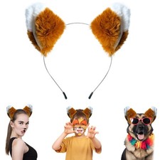 Fox Ears Headband Furry Realistic Animal Hairband for Party Cosplay Dress up ...