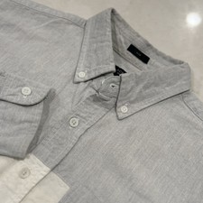 J.Crew Grey Oxford Button Down W/White Band Mens Medium Slim Fit 100 Cotton