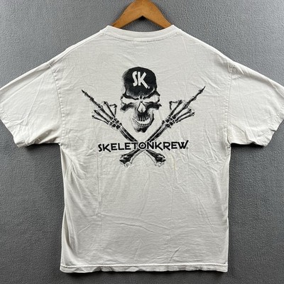 Vintage Skeleton Krew Shirt Mens Large White Skull Middle Finger Logo 90s SEGA