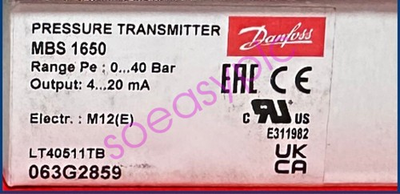 #ad NEW Danfoss pressure transmitter MBS1650 063G2859 $177.71