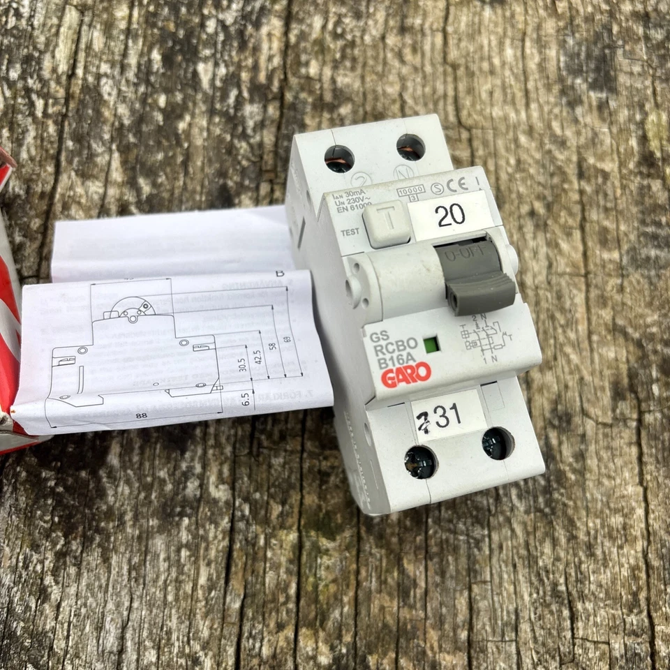 25 Amp RCBO GS B25a 2P ELECTRIC RESIDUAL CURRENT CIRCUIT BREAKER E2163230 - Image 4 of 4