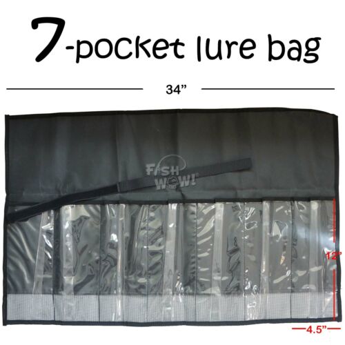 3 un. bolsas de pesca negras de 7 bolsillos plantilla enrollable señuelo almacenamiento de aparejos - Imagen 3 de 10