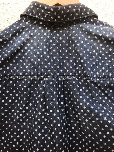 J. Crew Star Print Denim Shirt Size 2P Button Down Top Chambray Collared Blouse - Picture 8 of 12