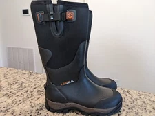 HISEA Mens size 9 Adjustable Rubber Hunting Boots Black xsx31cp