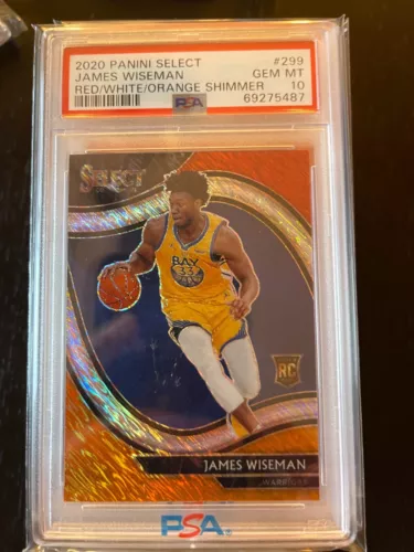 2020 SELECT JAMES WISEMAN RED/WHITE/ORANGE SHIMMER COURTSIDE RC (#299) PSA 10