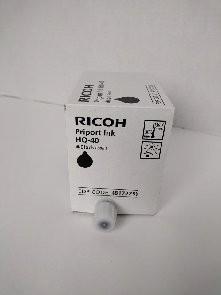 NUEVA tinta genuina Ricoh HQ-40 Priport negra 600 ml código EDP (817225) HQ40 Foto 2 de 4