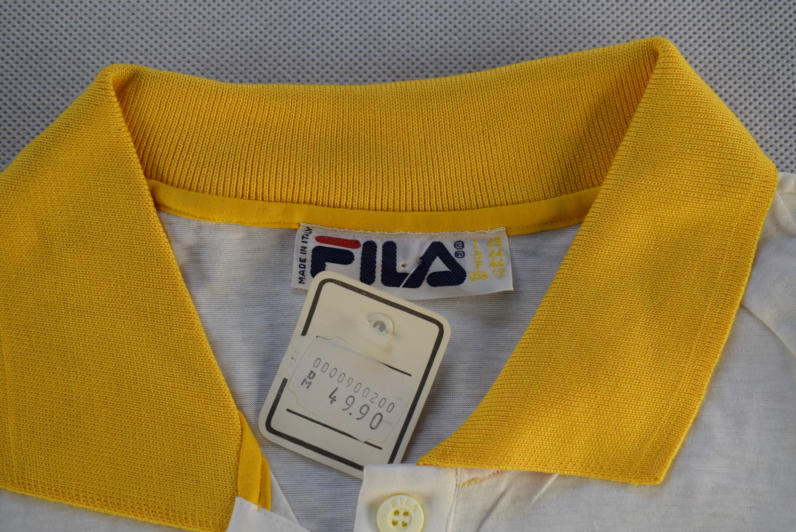 FILA Polo T Shirt Top Maglia Jersey Maglia Vintage Tennis anni 80 90 Italia 44 NUOVA