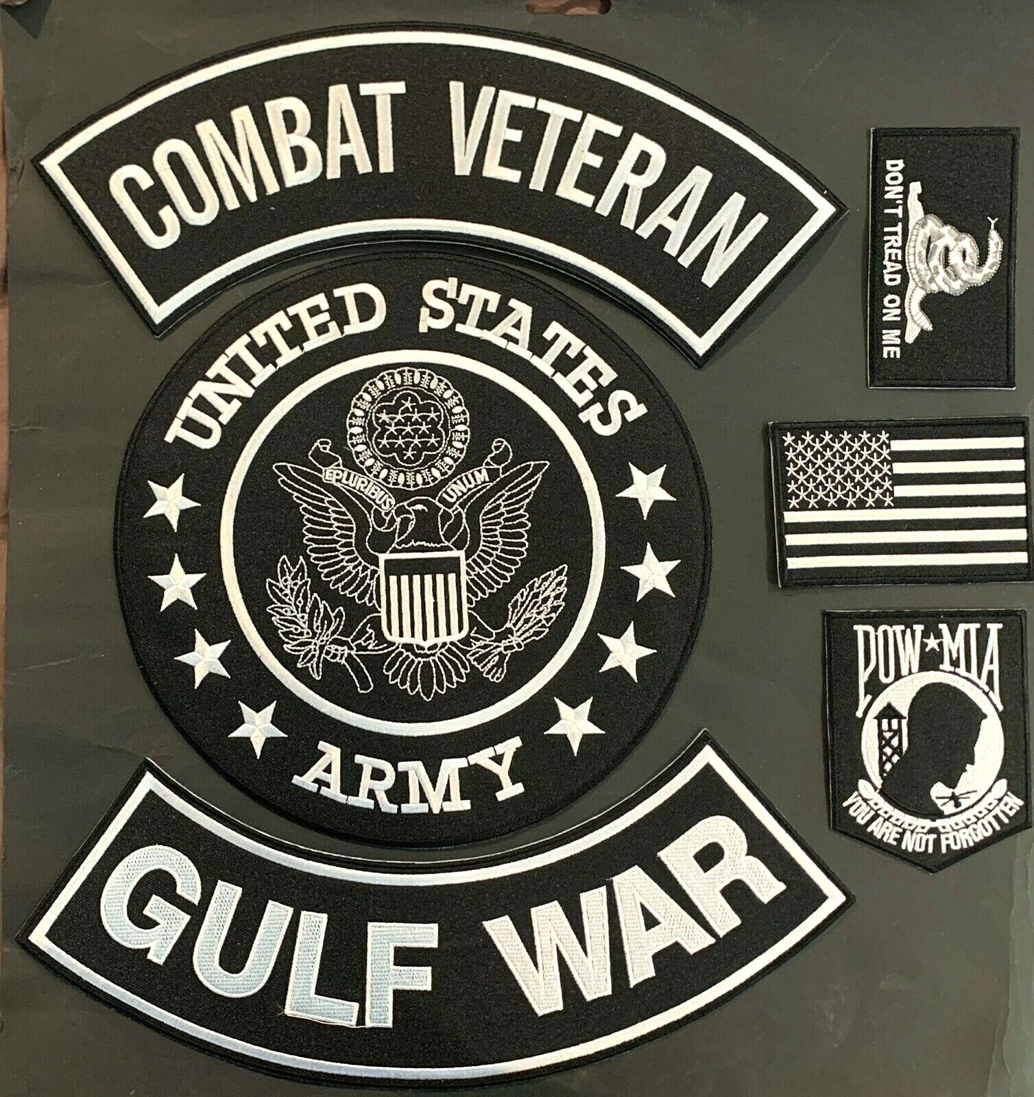 US ARMY SEAL COMBAT VETERAN GULF WAR MILITARY MOTORCYCLE VEST LOT OF 6