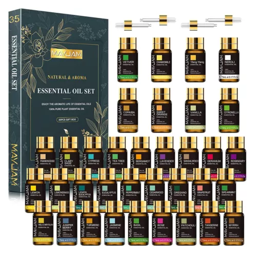 MAYJAM 35x5ml Pure Essential Oil Gift Set Fragrance Oils for Diffuser Humidifier