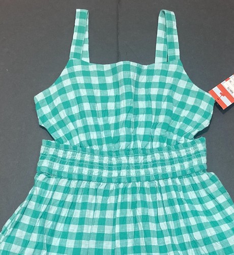 Girl's Cat & Jack Green Checked Sundress size 6-7 NWT - Picture 2 of 3
