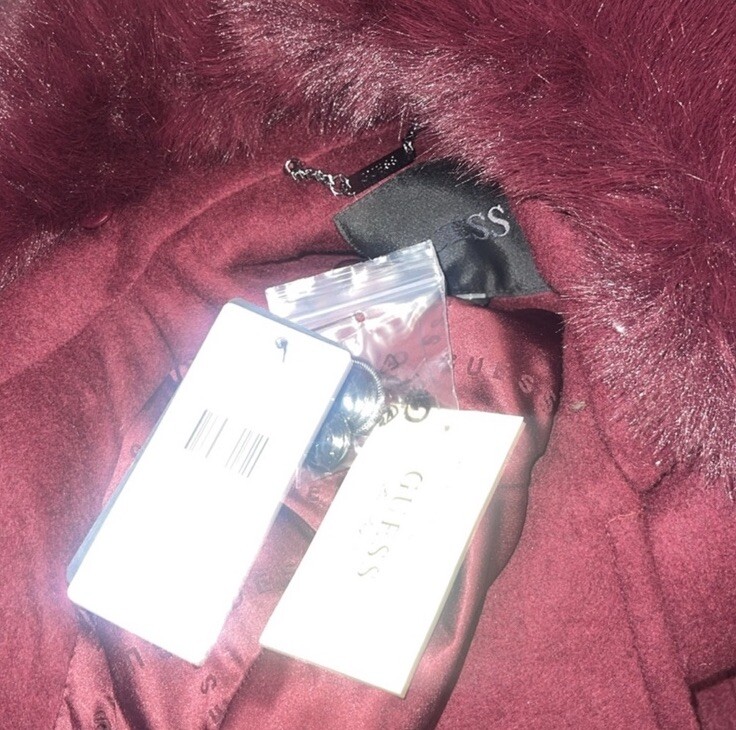 New Guess Patrice Removable Faux Fur Collar Long Belted  Breasted Coat 0 XS image 5