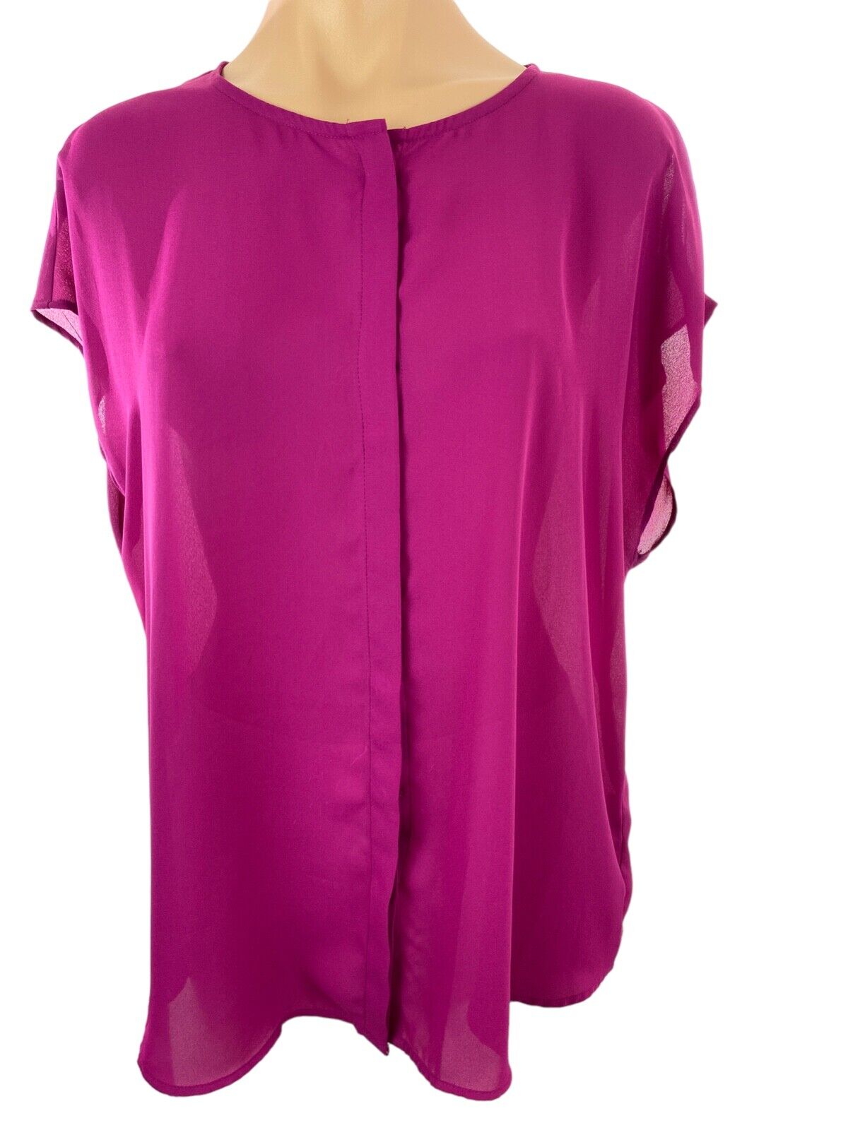 Apt 9 Purple Blouse Top Covered Button Front Size… - image 1