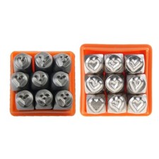 9pcs Metal Punch Stamp 3/6mm Heart Stamping Tool for Punching Jewelry Leather