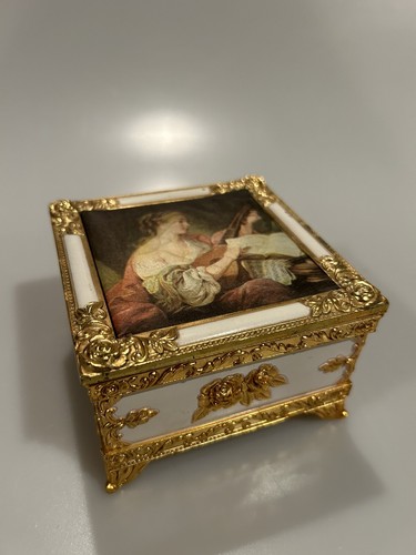 DEGAS DANSEUSES CONTINENTAL PORTRAIT JEWELRY BOX GOLD GILT - Bild 2 von 5
