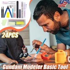 24pcs Gundam Model Basic Tools Set Hobby Building Tools Kit With A Plastic Case