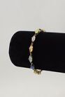 Vtg Delicate Monet Signed Pastel Multicolored Moonstone Fold-over Clasp Bracelet