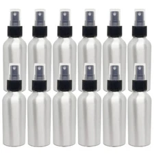 4 fl oz Aluminum Bottle w/ Black Spray Cap (12 Pack) - GreenHealth