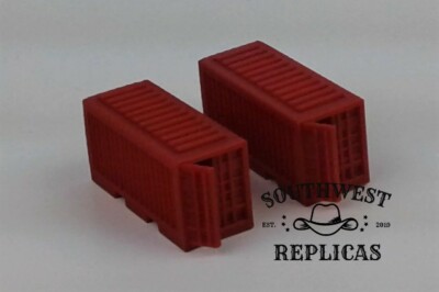SW Replicas N 120-1112: 20' CARGO CONTAINER - LEFT DOOR OPEN - RED - Set of 2